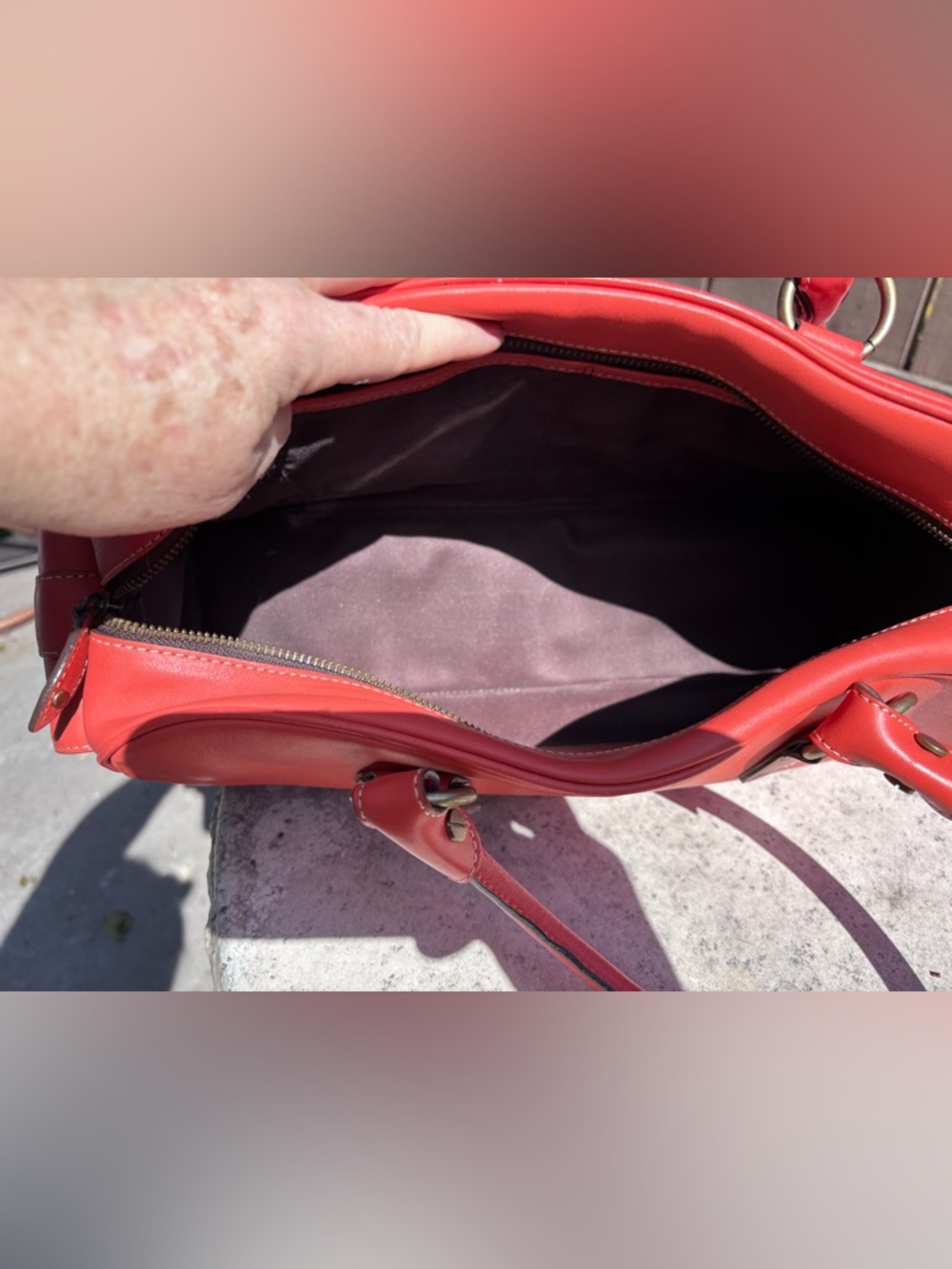 Orange Nordstrom’s Leather Satchel Handbag - Picture 6 of 8